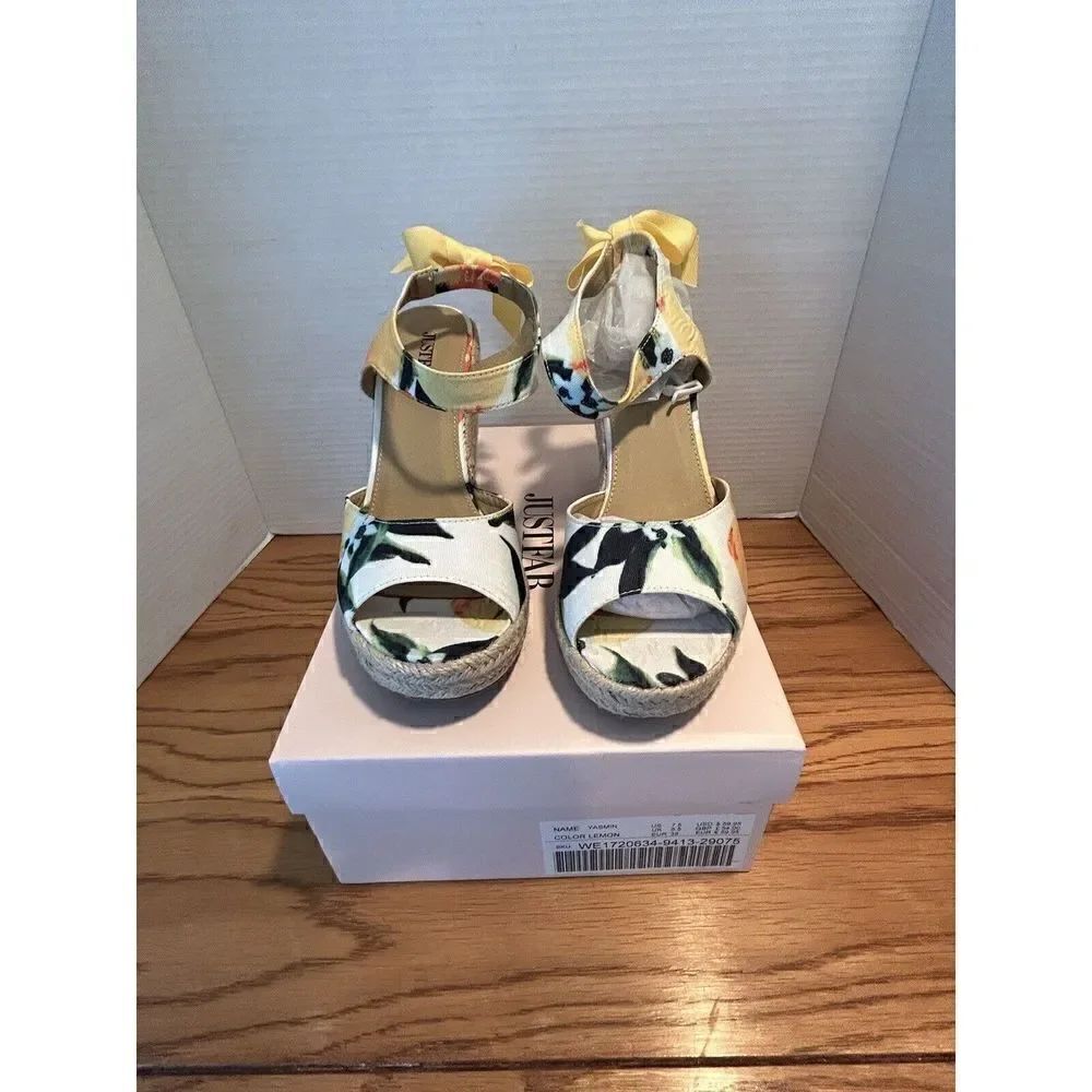JustFab Espadrille -Wedges- Women’s Size: 7.5 - Yasmin Size-Color  Lemon